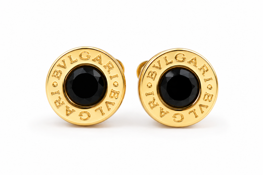Aros BVLGARI Negro & Dorado