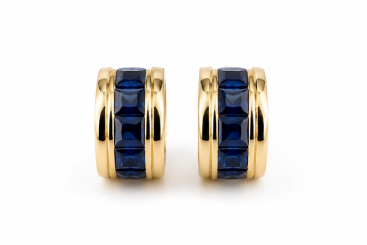 Aros Half Hoop Azul Zafiro